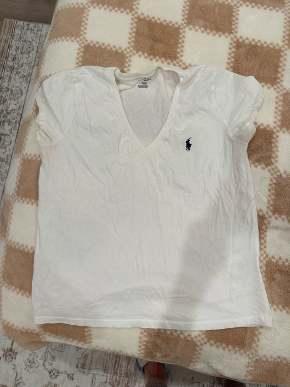 Polo by Ralph Lauren White V-Neck Tee with Navy Pony